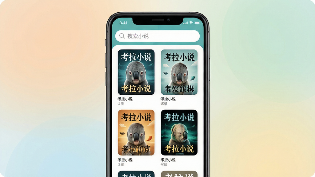 ����С˵Ӧ��������չʾ������Ϊһ����׿�ֻ���Ļ����Ļ����ʾ����С˵APP�����ҳ�棬����������Ŷ౾С˵���棬���������������ɼ�������Ϊ���й�ͼ���Ű��࣬���Ϊ�ִ���ƽ��UI��ƣ�ϸ�ڰ�����͵ı���ɫ����Բ�ǿ�Ƭ������������㼶�����ʸ��壬�ɾ����޶���Ԫ��