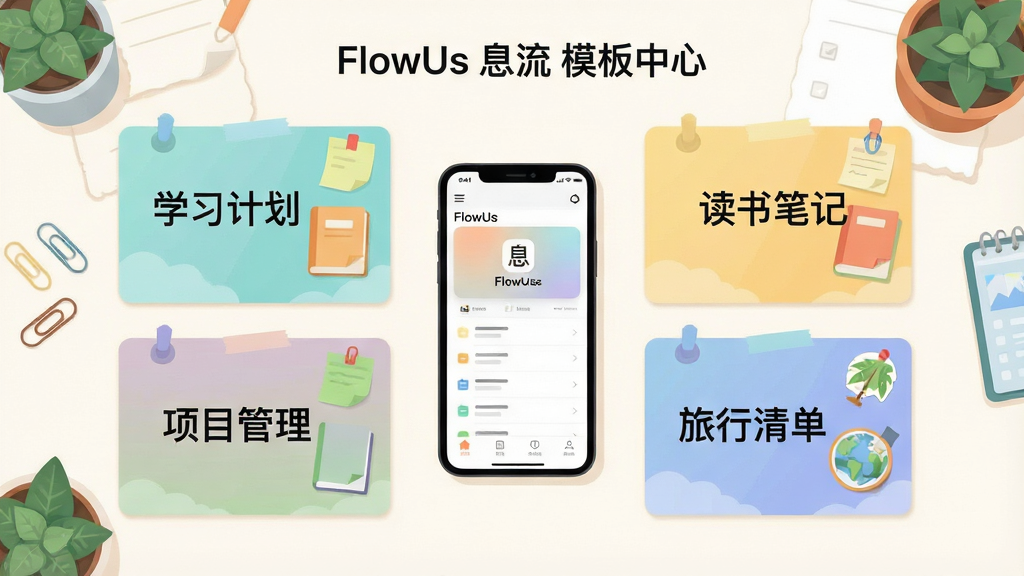 һ�Ÿ����ӽǵ�����廭���������̿������ɫ��Ƭ����Ƭ�Ϸֱ�д�� ��ѧϰ�ƻ���������ʼǡ�����Ŀ�������������嵥������Ƭ�������һ���ֻ���ʾ FlowUs Ϣ��ģ�����Ľ��棬����Ϊ���ܻ������ģ��Ű����룬���Ϊ����ǳɫ��ƽ�磬ϸ�ڰ�����ǩ�������롢С���ԣ���������������ɾ����޶���Ԫ�أ���Ƭ�Ϸ���ע ��FlowUs Ϣ�� ģ�����ġ�