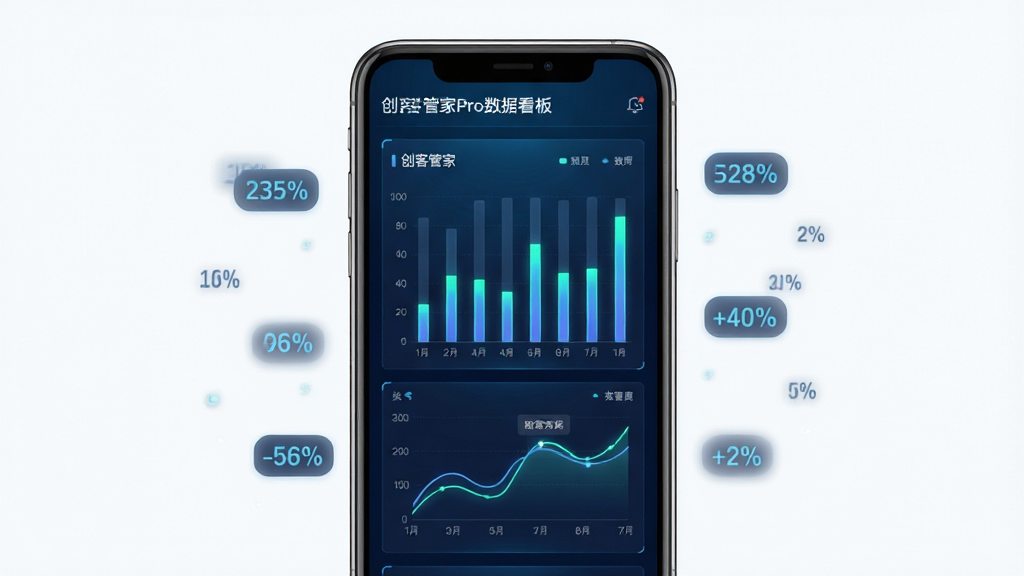 ���͹ܼ�Pro���ݿ�����棬�ֻ���Ļ�ڳ�����״ͼ������ͼ��ϵ�������壬����Ϊ��ɫϵ�Ƽ������䣬ͼ����������΢��ӫ�⣬�ֻ���ΧƯ��������ٷֱȷ��ţ����־��У�����ִ��Ƽ��У�ϸ�����������ʸɾ����޶���Ԫ��