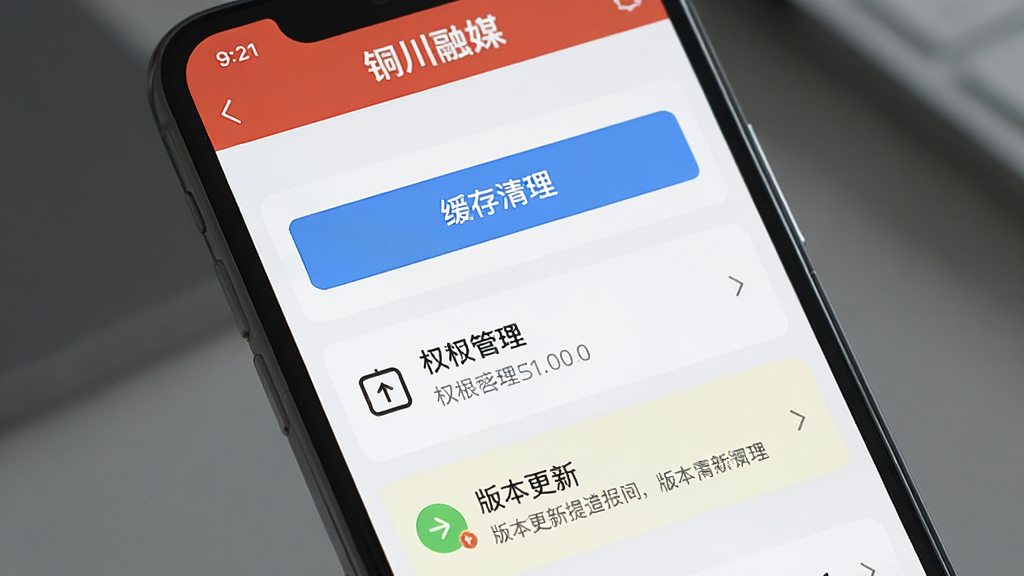 һ��AI��ͼ����������Ϊ�ֻ���Ļ��ʾ��ͭ����ý��APP������ҳ�棬����Ϊ�����б����Ű����������Ϊ��Լ����ϸ�ڰ�������������ť��Ȩ�޹�����ڡ��汾������ʾ�����ʸ��壬�ɾ����޶���Ԫ��