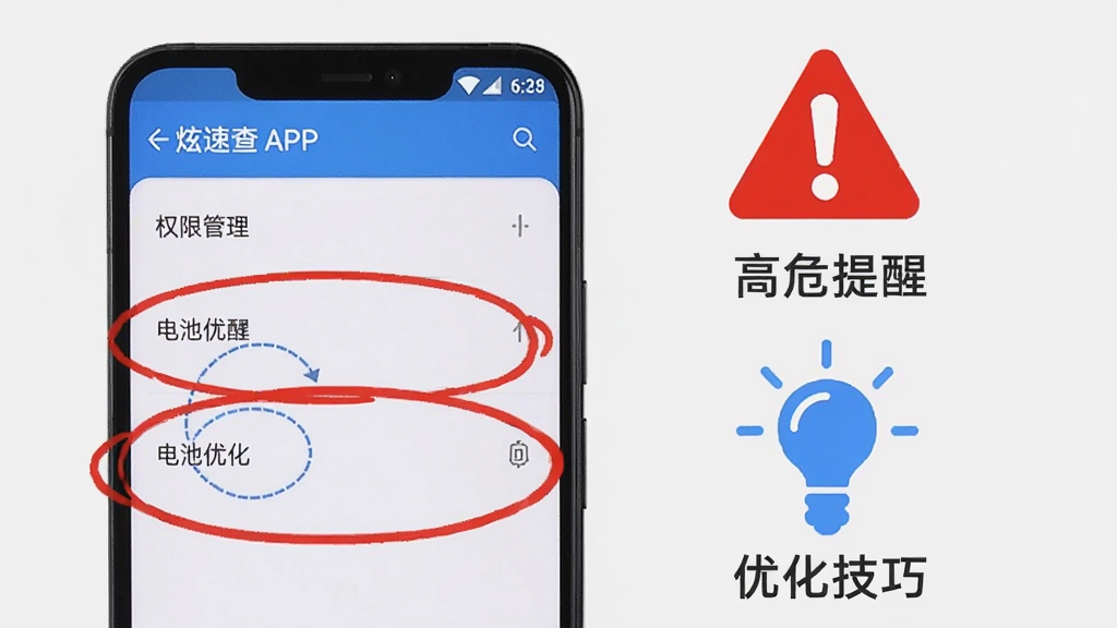 ����չʾһ����׿�ֻ�����Ļ����ʾ���ٲ�APP�����ý��棬���С�Ȩ�޹������͡�����Ż���ѡ�����Ȧ�����ֻ��Ա���һ����ɫ��ʾͼ���һ����ɫ����ͼ�꣬�ֱ������Σ���Ѻ��Ż����ɡ�����Ϊǳ��ɫ�������˵���ԣ������������޶���Ԫ�ء�