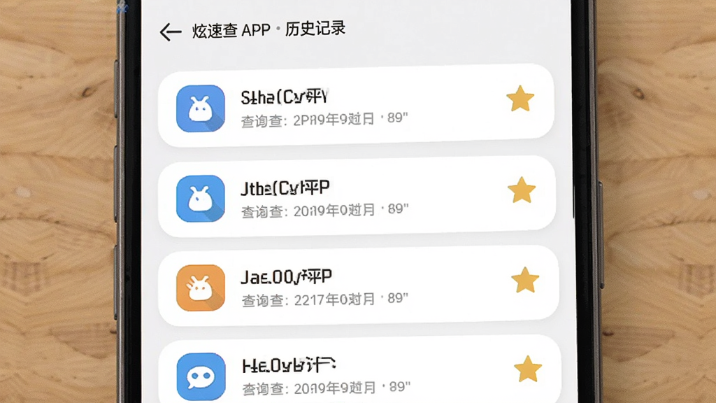 ����չʾ���ٲ�APP����ʷ��¼���棬�б����������Ŷ�����ѯ��¼��ÿ����¼����ж�Ӧ����ͼ�꣬�Ҳ����ղ��Ǳꡣ������ÿ�Ƭʽ��ƣ�����Ϊǳɫ������������ţ������������޶���װ�Ρ�