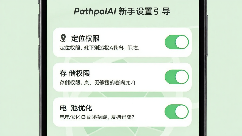 PathpalAI���������������棬����չʾ�ֻ���Ļ�����������Ŷ�λȨ�ޡ��洢Ȩ�ޡ�����Ż����������ÿ���������Ա��п��ذ�ť��˵�����֣������ǵ���ɫ����������Ѻã������������ɾ��޶���Ԫ��