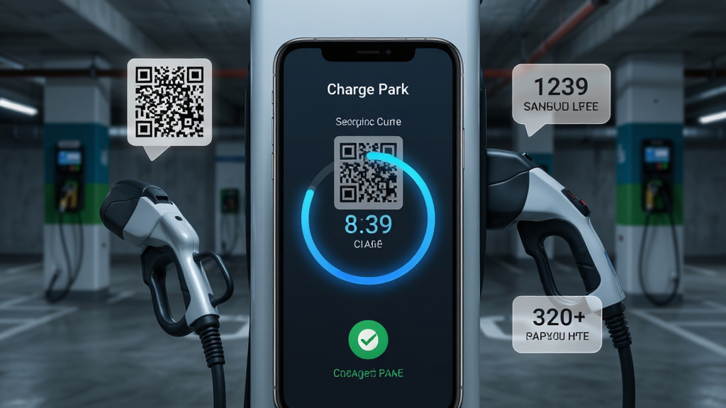 Charge Park ����������չʾ����������Ϊ�ֻ���Ļ��д����Ļ��ʾɨ����ҳ����ʵʱ�����Ȼ�������Ϊ����ͣ�������׮���������ֲ������ľ۽�ʽ���ֻ����У���Χ���Ƴ��ǹ����ά�롢�������ݵ�Ԫ�أ����Ϊдʵ�Ƽ��У�ϸ�ڰ�����ɫ���ȹ�Ч������������֧���ɹ�ͼ�꣬�����������ɾ����޶���Ԫ��