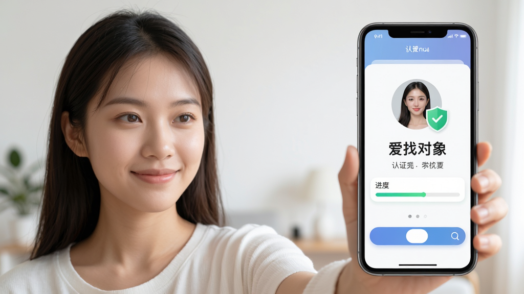 画面展示一位年轻女性用户正在用手机自拍上传头像,手机屏幕显示