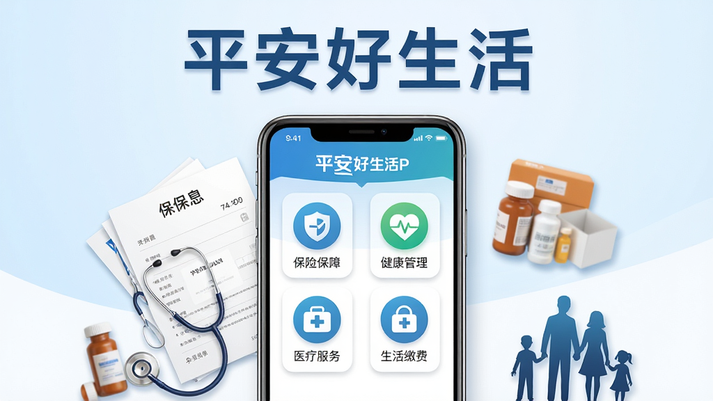 ���廭����ƽ��������APPΪ���ģ��ֻ���Ļ����չʾAPP�����棬����������ձ��ϡ�����������ҽ�Ʒ�������ɷ��Ĵ������ͼ�꣬�ֻ���Χ���Ʊ����ĵ���ҽ����������ҩƷҩ�С���ͥ�����Ӱ��Ԫ�أ�����Ϊǳ�����ɫ���䣬�Ϸ�������д