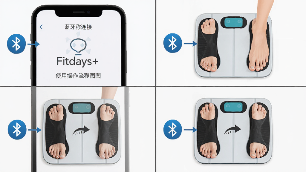 Fitdays+ʹ�ò�������ͼ������Ϊ�ֻ���Ļ��ʾ�������Ӳ���ͳ���ʾ��ͼ������Ϊ�ĸ�־������Ϊ�̳�ͼ��磬ϸ�ڰ�������ͼ�ꡢ��֬��ͼ�ꡢ����ͬ����ͷ���û��Ųȵ缫Ƭʾ�⣬���ʸ���ɾ��޶���Ԫ��
