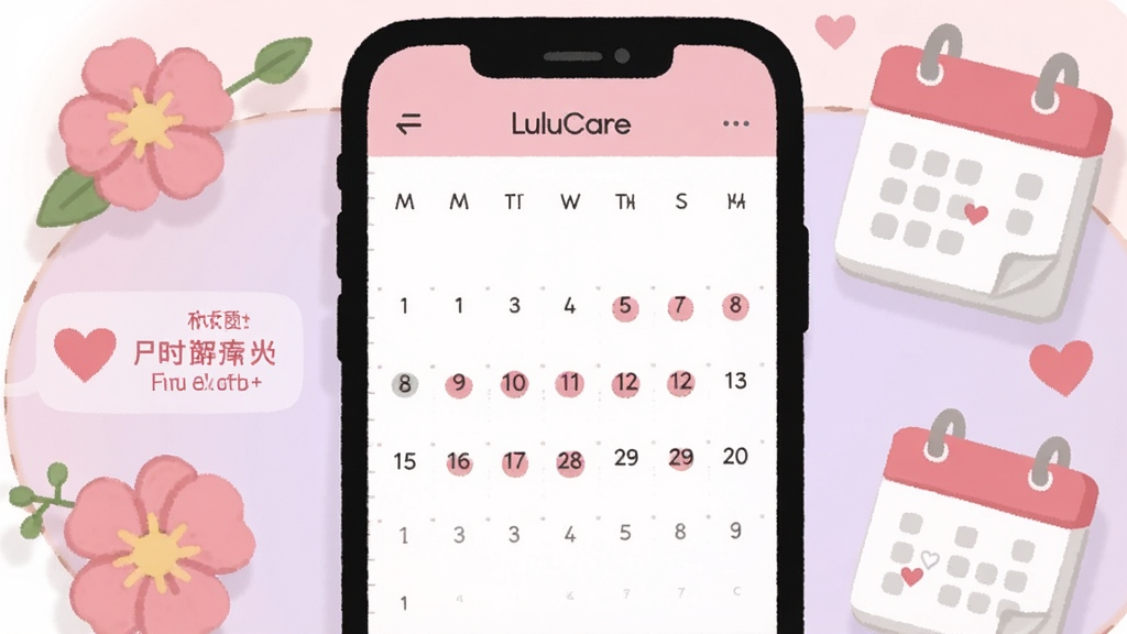 һ��չʾLuluCare����׷�ٹ��ܵĲ廭��������һ���ֻ���Ļ��ʾ������ͼ�������÷�ɫԲ���Ǿ������ڣ��Ա���Ԥ�������ڵ���ʾ���ֻ���Χ�����Ż��䡢����������ͼ�꣬����Ϊ��͵ķ���ɫ������������ܰ�������������������޶���Ԫ�ء�