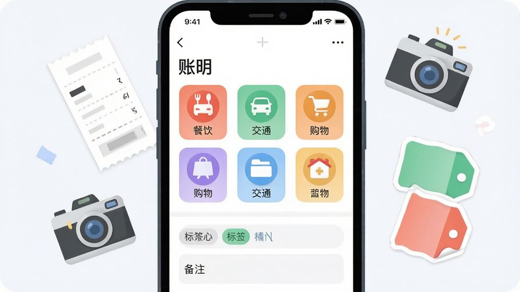һ��չʾ���˷������ǩ���ܵĲ廭����������Ϊ�ֻ���Ļ��д����Ļ����ʾ������������ҳ�棬������������ͨ������ȷ���ͼ�������·��б�ǩ�����ͱ�ע�����Ա�Ư����Ʊ�ݡ��������ǩ��ֽ��Ԫ�أ�������������������죬���ʸ��壬�޶���Ԫ�ء�