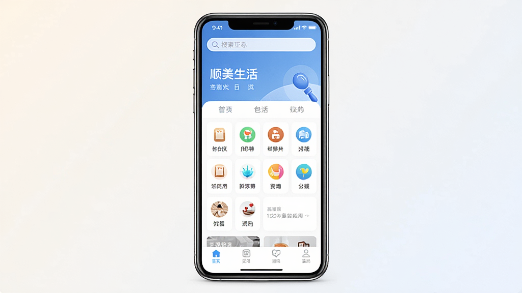 һ��չʾ˳������APP��ҳ������ֻ�����ͼ����������Ϊֱ���ڷŵ������ֻ�����Ļ�ڳ���˳������Ӧ����ҳ�������������������в�����ͼ�����͵ײ�������������Ϊǳɫ���䣬������ִ���ϸ�����������ʸɾ����޶���Ԫ��