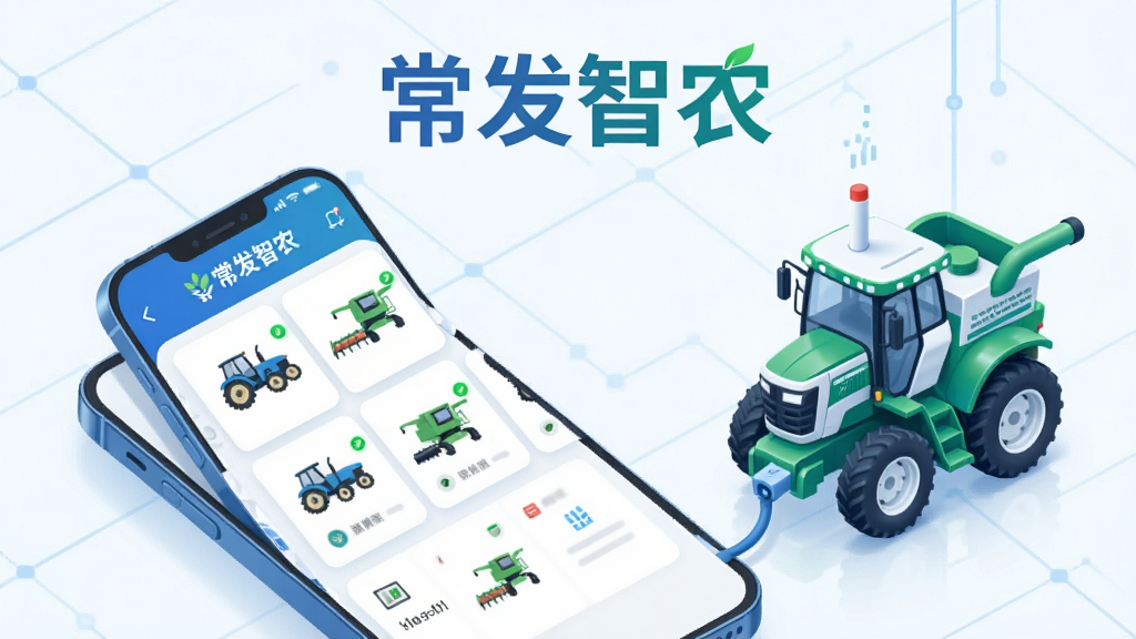 һ��չʾ��������ũ��Ӧ���豸������������ֲ廭������������һ���ֻ�����Ļ��ʾ�豸�б���״̬��Ƭ����Ƭ�������������ո��ͼ�����ɫ����ָʾ�ơ��ֻ�����һ�������ũ���豸��ͨ�����������ֻ������������豸�󶨡�����Ϊǳɫ�Ƽ������񣬻��������Ϸ��С�������ũ�����֡�������ִ���ɫ�������̰�Ϊ��������������������Ԫ�ء�