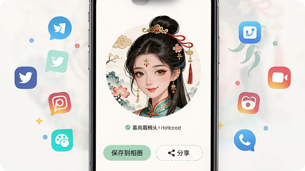 ϲ��ü��ͷ�񱣴���������棬�ֻ���Ļ��ʾһ��������ɵ��й���ͷ���·��б��浽���ͷ�����ť����Χ���罻ƽ̨ͼ�껷�ƣ�����Ϊ���нṹ����������죬ϸ����ͻ������ɹ���ʾ�ͷ���ѡ����������ɾ����޶���Ԫ��
