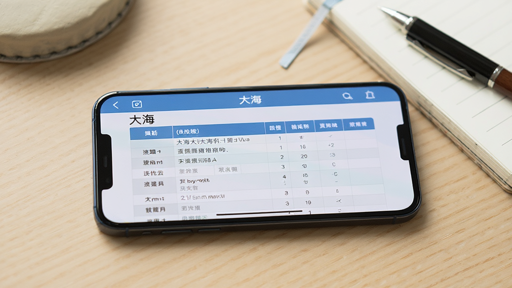 ����չʾһ���ֻ�����������ϣ���Ļ��ʾ���󺣡�Ӧ�õı��񻯲���˵�����棬�Ա߷���һ֧�ʺ�һ���ʼǱ�������Ϊǳľɫ���棬��������ϸ�����ֻ���Ļ�����ɼ��������������֣����ʸ���ɾ����޶���Ԫ�ء�
