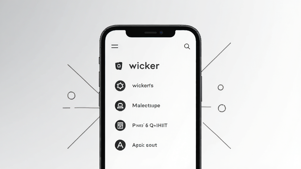 һ��չʾ wicker ��������Ƶ�ʾ��ͼ�������������ֻ���Ļ��д����Ļ����ʾ wicker �ļ���˵�������ͼ�꣬��Χ��������������װ�Σ�����Ϊǳ�ҵ���ɫ����͹��ɣ��Ű����룬����ƽ����ϸ����ͼ���Ե�����������������޶���Ԫ��