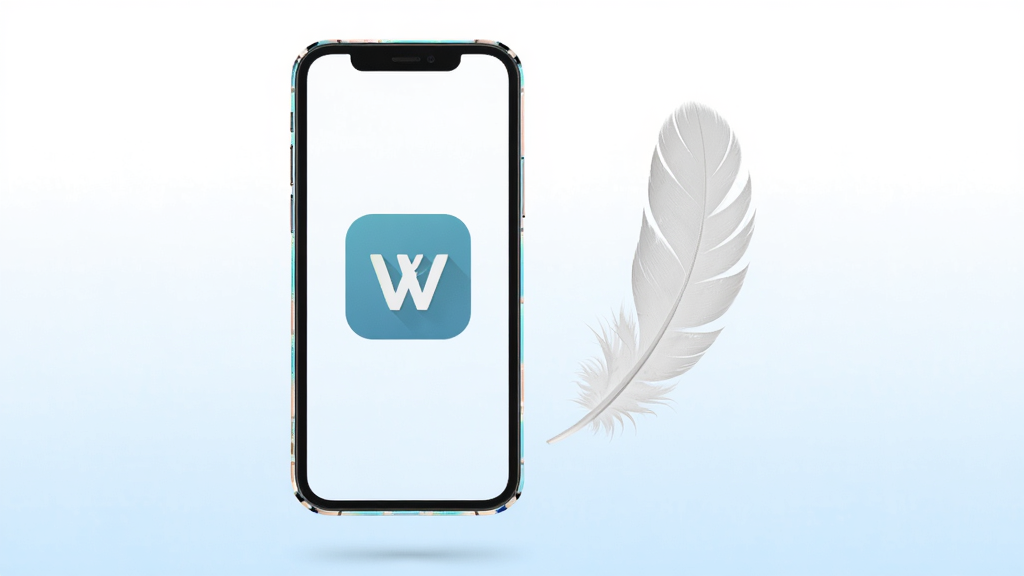 һ�ű��� wicker ���������е�ʾ��ͼ������������һ���ֻ���һƬ��ë�����������ֻ���Ļ��ʾ wicker ��ͼ�꣬��ë������ӯ������Ϊ���׵�ǳ���Ľ��䣬�Ű���жԳƣ�����Լ���£�ϸ�����ֻ��߿�����΢���⣬���ʸɾ��������޶���Ԫ��