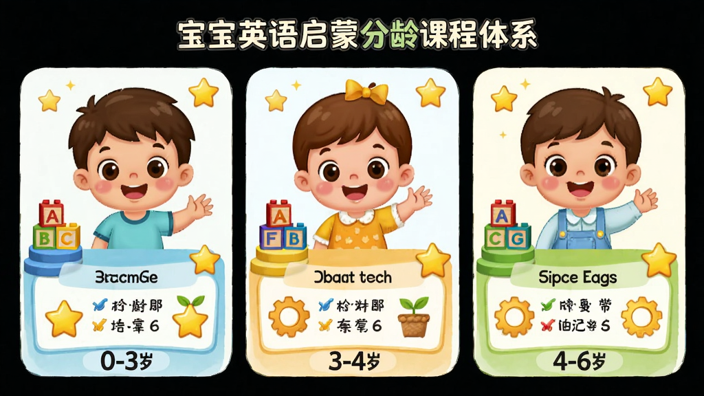 ����Ӣ�����ɷ���γ���ϵ���棬����Ϊ������ͬ����εĿ�ͨ��ͯ����ֱ����0-3�ꡢ3-4�ꡢ4-6�꣬���ֲ��ú������У�ÿ����ͯ��ǰչʾ��Ӧ�Ѷȵ�ѧϰ���ݣ��Ű�������ɼ򵥵����ӣ����Ϊ���¿�ͨ�Ķ�ͯ�����廭��ϸ�ڰ�����ɫ���ݡ���ĸ��ľ�����ǽ���ͼ�꣬���ʸ��壬�ɾ����޶���Ԫ�ء�
