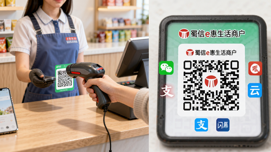 һ�ź���������棬���չʾ�̻�����̨����������Ա�ֳ�ɨ��ǹ��׼�˿��ֻ����Ҳ�չʾ������e�������̻����ۺ��տ�����д�����ϴ����Ĵ�ũ�ű�ʶ������Ϊ�����ĵ��̻�����ǳɫľ�����棻���������Ҿ��⣬���Ϊдʵ��ҵ�廭��ϸ�����տ�����Χ��΢�š�֧��������������Сͼ�껷�ƣ�����ɾ����ࣻ����Ϊ���壬�޶���Ԫ��