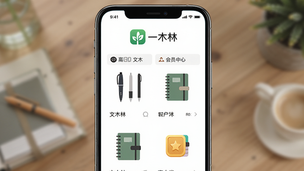 ������һľ���ֻ�Ӧ�ý���չʾ������Ϊ���й�ͼ���Ϸ�����Ӧ��Logo�����ơ�һľ�֡����м�չʾ�ľ���Ʒ�б����Ա������ڣ��Ű������������Ϊ�ִ���ƽ����ƣ�ϸ�ڰ����ʾߡ��ʼǱ�������ͼ���Ԫ�أ����ʸ��壬�ɾ����޶���Ԫ��