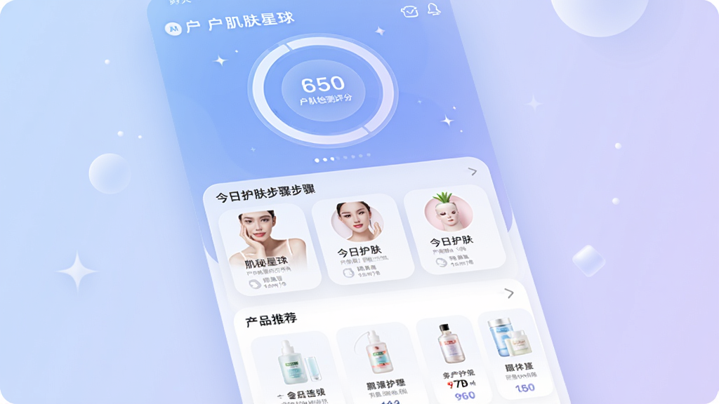 �����Ǽ�������APP����ҳ���棬����Ϊ�Ϸ���ʾ�û�����������ֻ����в�Ϊ���ջ������迨Ƭ���·�Ϊ��Ʒ�Ƽ��б����Ű������򣬷��Ϊ���¿Ƽ��У�ϸ�ڰ�����͵����Ͻ��䱳����Բ�ǿ�Ƭ��ϸ����Ӱ�����ʸ��壬�ɾ����޶���Ԫ��