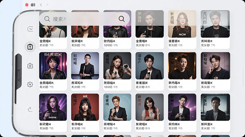ȫ��K��Ѹ���������չʾ���������б����棬����Ϊ�ֻ���Ļ����������ĸ�������͸���������Ϊ����״������Ƭ���Ű��������򣬷��Ϊ���������ǳɫϵ��ƣ�ϸ�ڰ�����ͬ���ĸ�����������ͼ�������򡢷����ǩ�����ʸ��壬�ɾ����޶���Ԫ��