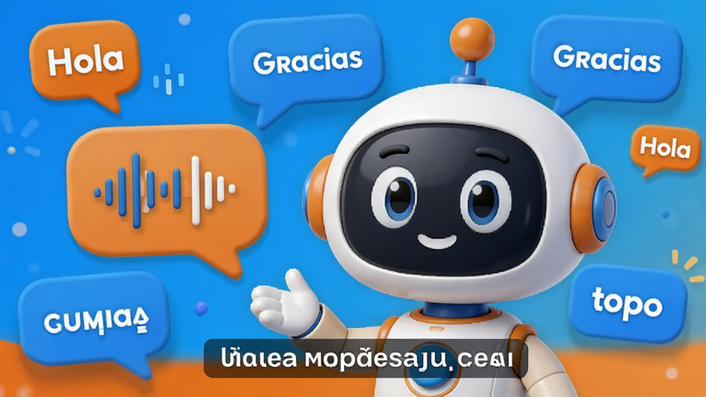 Ϊ�������ܿ�������һ�Ź���չʾͼ������������һ����ͨ����AI�������������Ա��ǶԻ����ݺ�����ͼ�꣬���������������ﵥ���硰Hola����Gracias��Ư���������Ű�Ϊ���򲼾֣��������ִ���ɫ�������Գ�ɫ����ɫΪ����ϸ�ڰ���Բ���ͼ�����������Ļ�������ʸɾ����޶���Ԫ��